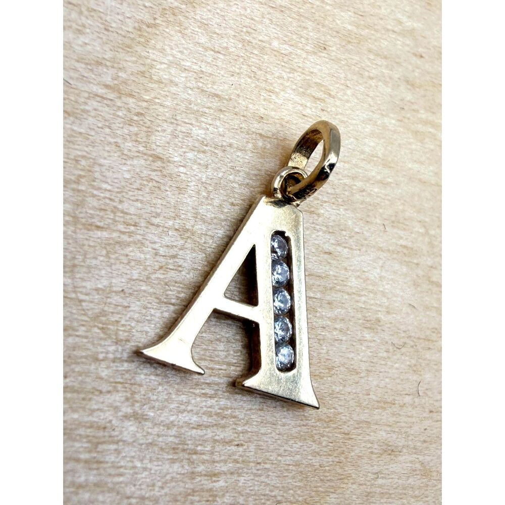 Vintage A Charm - 10K Gold/CZ